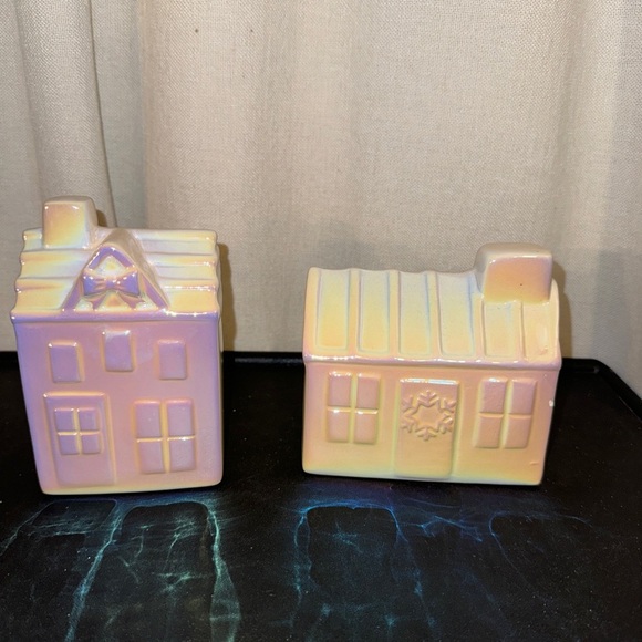 Iridescent ceramic Christmas houses target bullseye - Picture 1 of 4